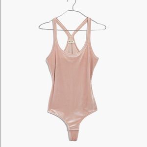 nwt pink velvet leotard bodysuit